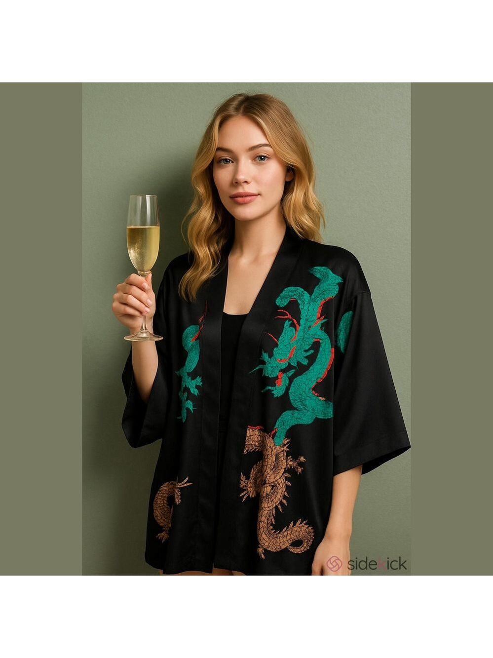 Vintage Black Dragon Robe Unisex